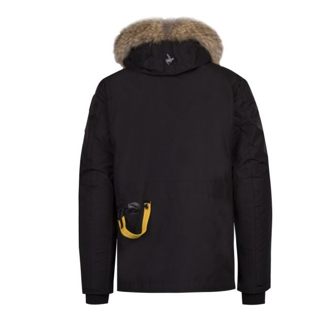 Mens Black Right Hand Fur Hooded Coat