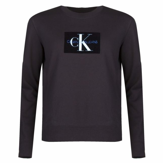 Womens CK Black Monogram Flocked Logo Sweat Top