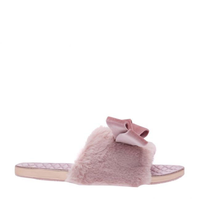 Womens Light Pink Blings Bow Slippers