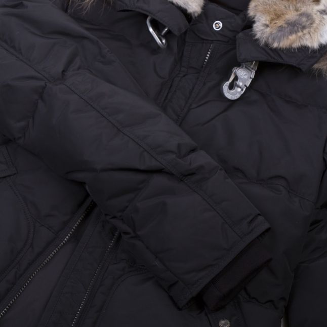 Womens Black Long Bear Hooded Coat