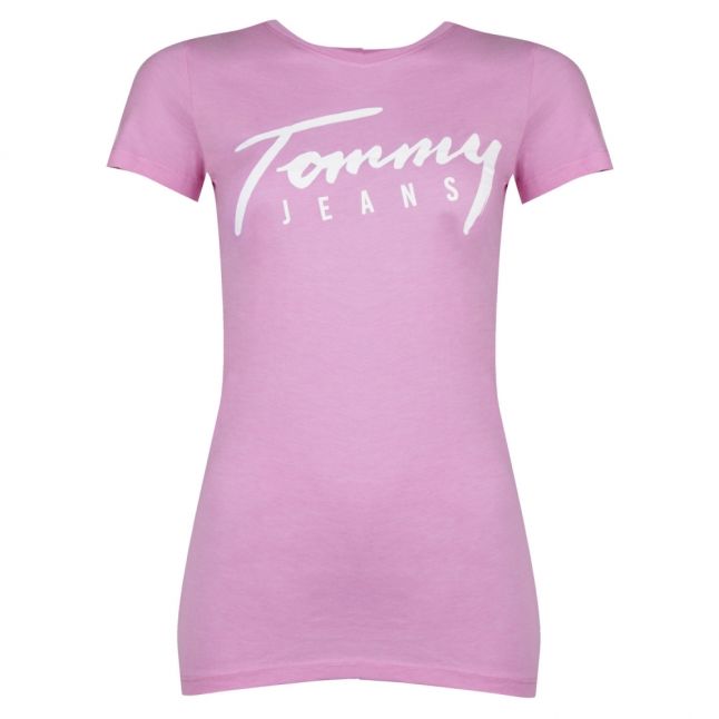 Womens Lilac Chiffon Script S/s T Shirt