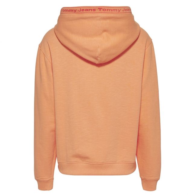 Womens Melon Orange Branded Rib Hoodie