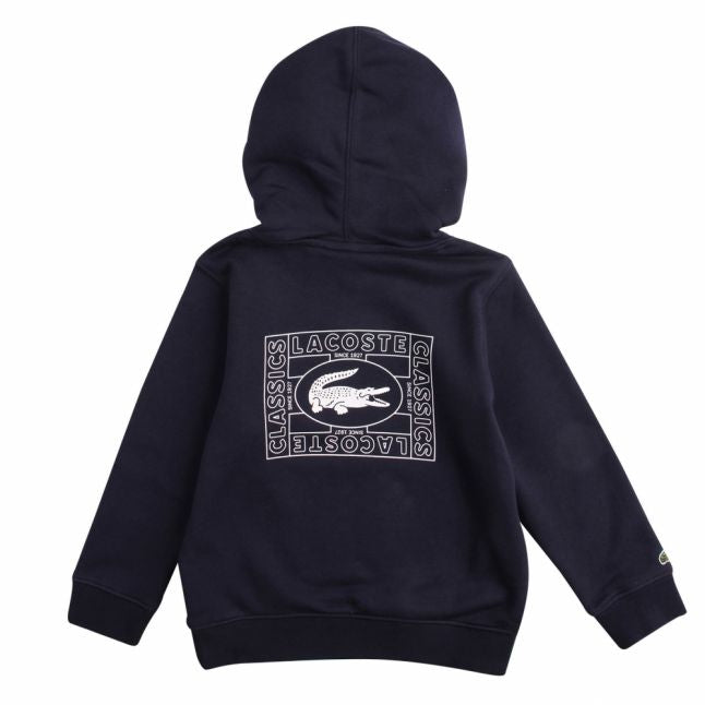 Boys Navy Croc Logo Hooded Sweat Top