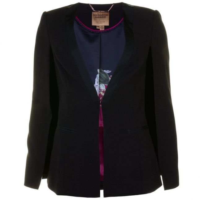 Womens Black Maggyy Ottoman Cape Blazer