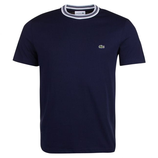 Mens Navy Tipped Neck Regular Fit S/s T Shirt