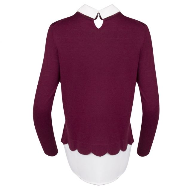 Womens Maroon Suzaine Embellished Collar Knit