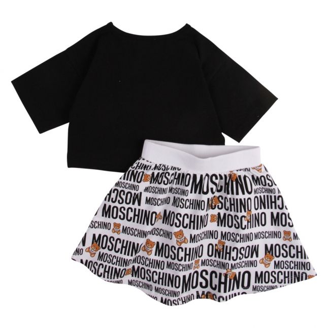 Girls Black/White Logo Toy Print Top & Skirt Set