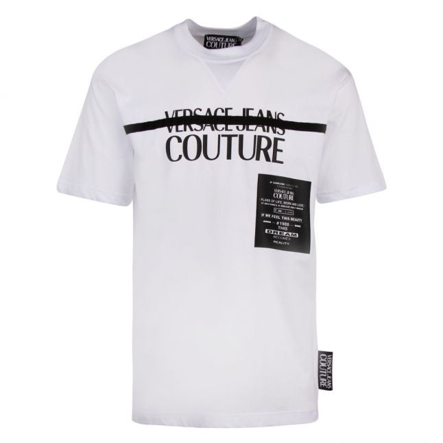 Mens White Logo Stripe Regular Fit S/s T Shirt