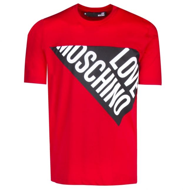 Mens Red Cut Logo Regular Fit S/s T Shirt