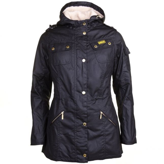 Womens Black & Natural Flywheel Waxed Parka