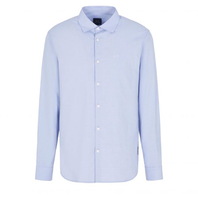 Mens Blue Micro Dot L/s Shirt