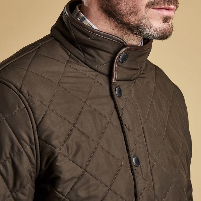 Mens Olive Powell Quilted Jacket