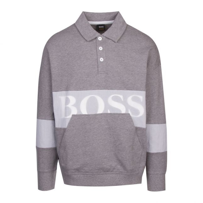 Casual Mens Light Grey Wolton Polo Collar Sweat Top