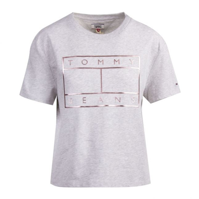 Womens Pale Grey Outline Flag S/s T Shirt