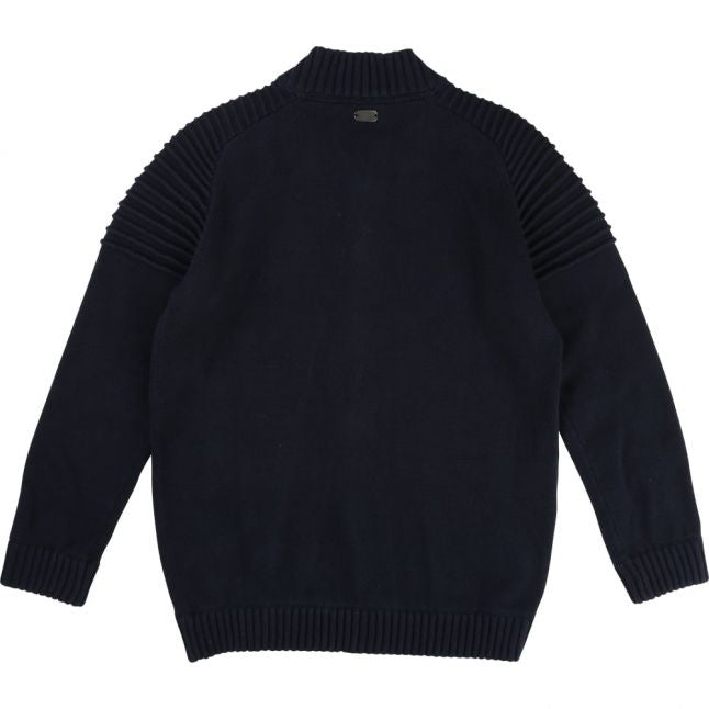 Boys Navy Zip Up Cardigan