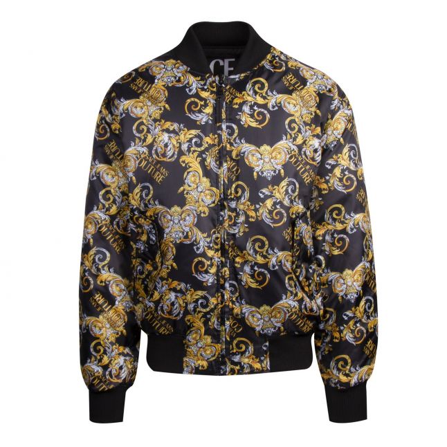 Mens Black Reversible Baroque Bomber Jacket