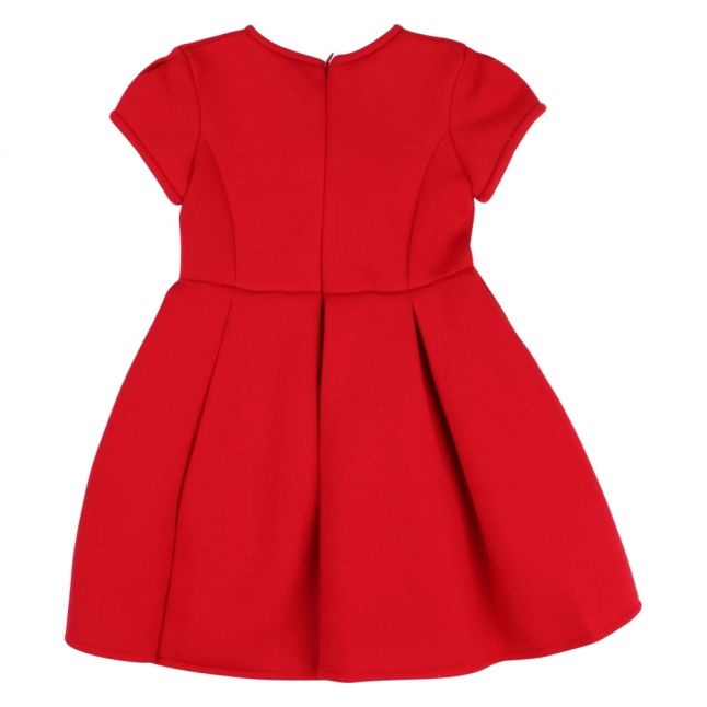 Girls Red Ponte Bow Dress