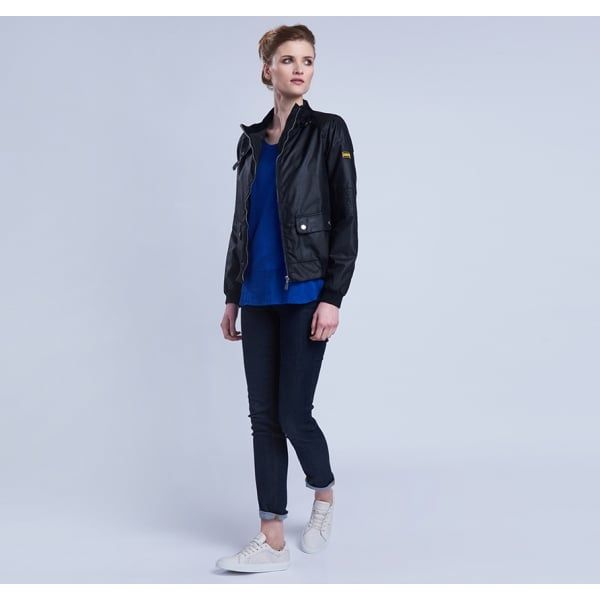 Womens Black Tain Waxed Jacket