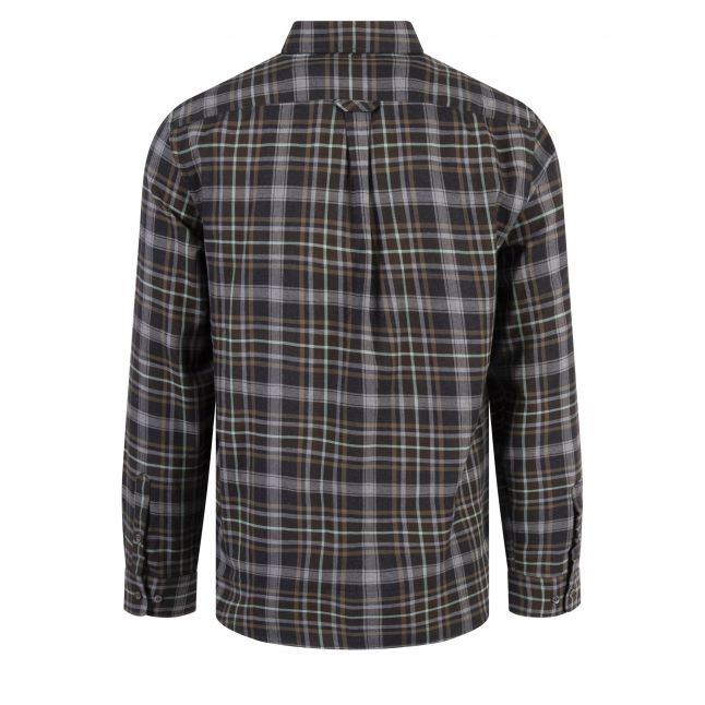 Mens Charcoal/Oil Blue Scale Check L/s Shirt