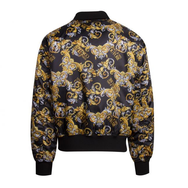 Mens Black Reversible Baroque Bomber Jacket