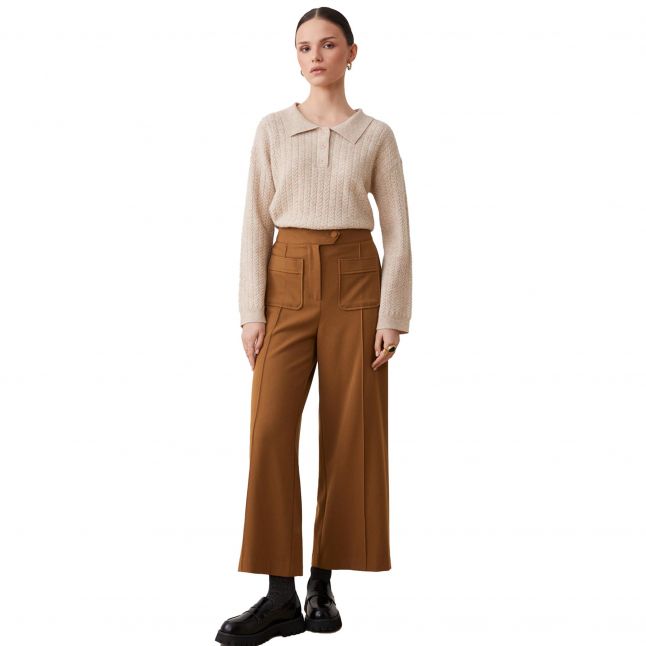 Womens Camel Jerry Wide Leg Trousers