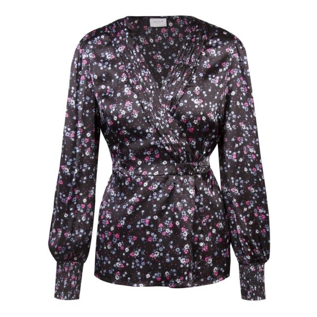 Womens Black Vidago Floral Wrap Blouse