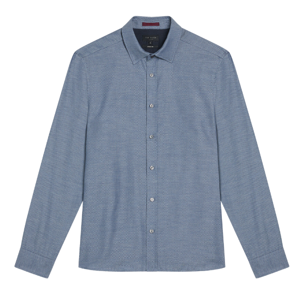 Mens Light Blue Crotone Herringbone L/s Shirt