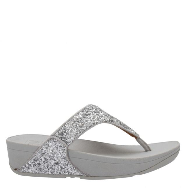 Womens Silver Lulu Glitter Toe Post Sandals