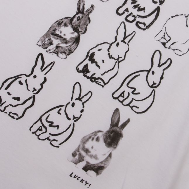 Womens White Bunny Portrait S/s T Shirt