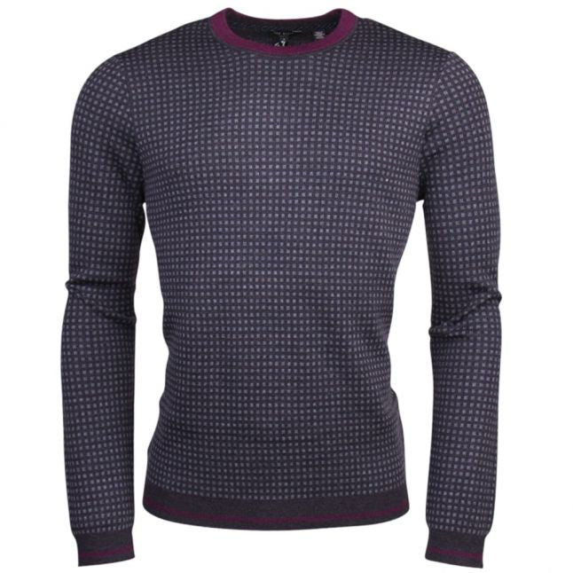 Mens Grey Marl Parvine Jacquard Knitted Jumper