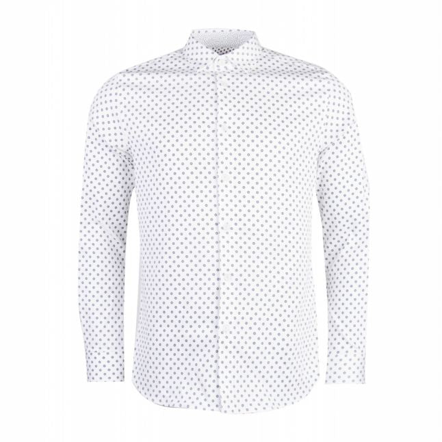 Mens White Hillgat Geo L/s Shirt