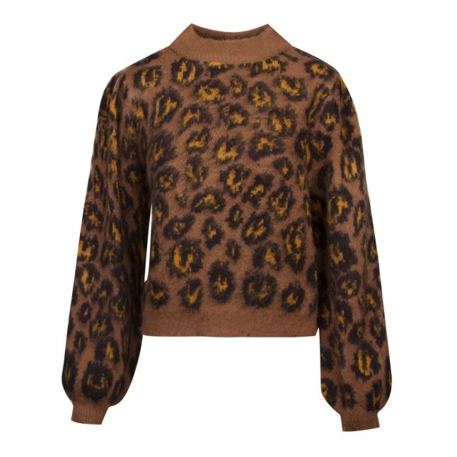 Womens Toffee Vivild Animal Funnel Neck Knitted Jumper