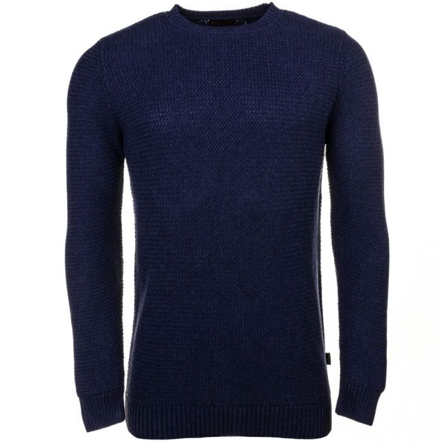 Heritage Mens Navy Marl Bearsden Crew Neck Jumper