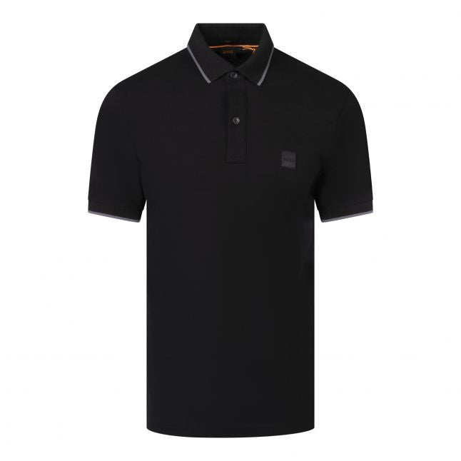 Mens Black Orange Passertip S/s Polo