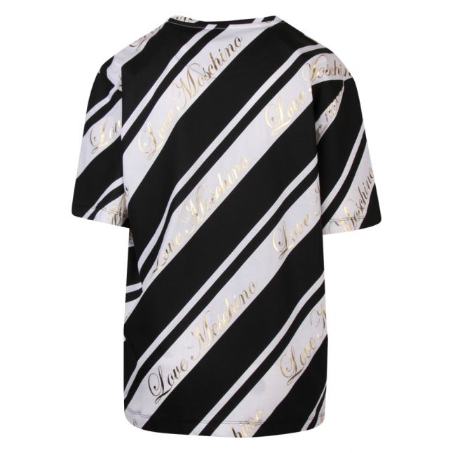 Womens Black Logo Stripe S/s T Shirt