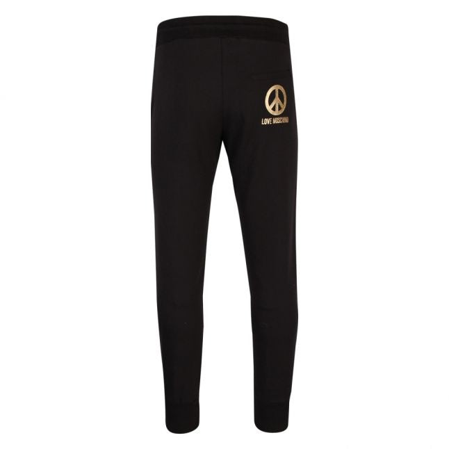 Mens Black/Gold Peace Logo Sweat Pants