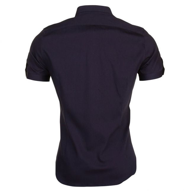 Mens Navy Ital Textured S/s Shirt