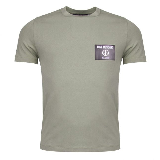 Mens Green PU Badge Slim S/s T Shirt