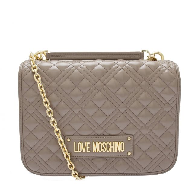 Womens Taupe Diamond Quilted Shoulder Bag