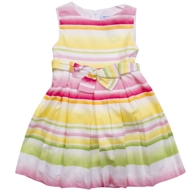 Girls Yellow Striped Bow Dress