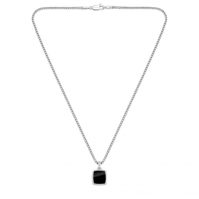 Mens Silver/Black Onyx Odell Pendant Necklace