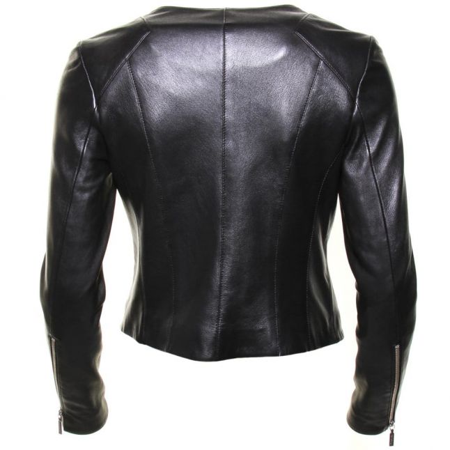 International Womens Black Shadow Mid Leather Jacket