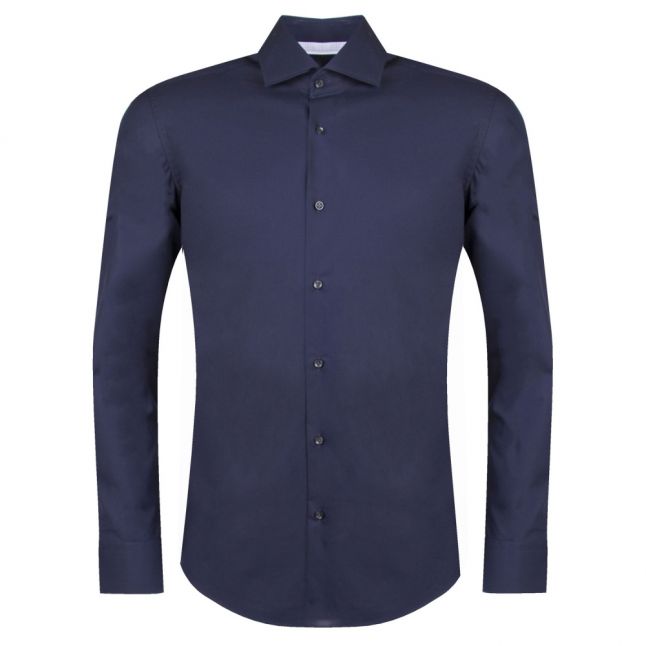 Mens Navy Koey Trim Slim Fit L/s Shirt