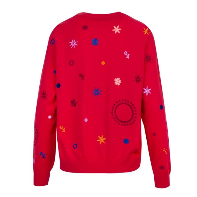 Womens Raspberry Supersonic Embroidered Knitted Jumper