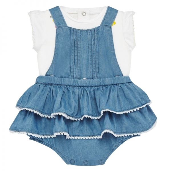 Baby Light Blue Denim Ruffle Dress Outfit