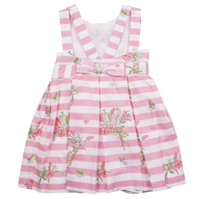 Girls Rose Flowers & Stripes Dress