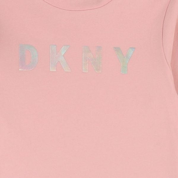 Girls Pink Shiny Logo L/s T Shirt