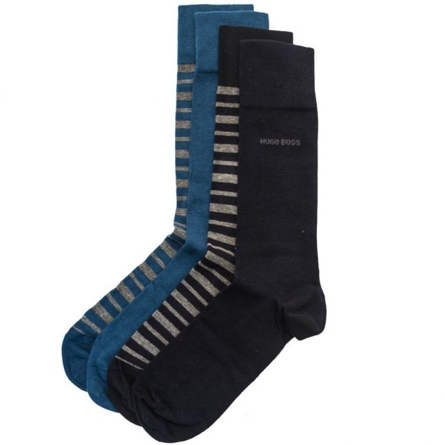 Mens Dark Blue 4 Pair Socks Design Boxed Gift Set