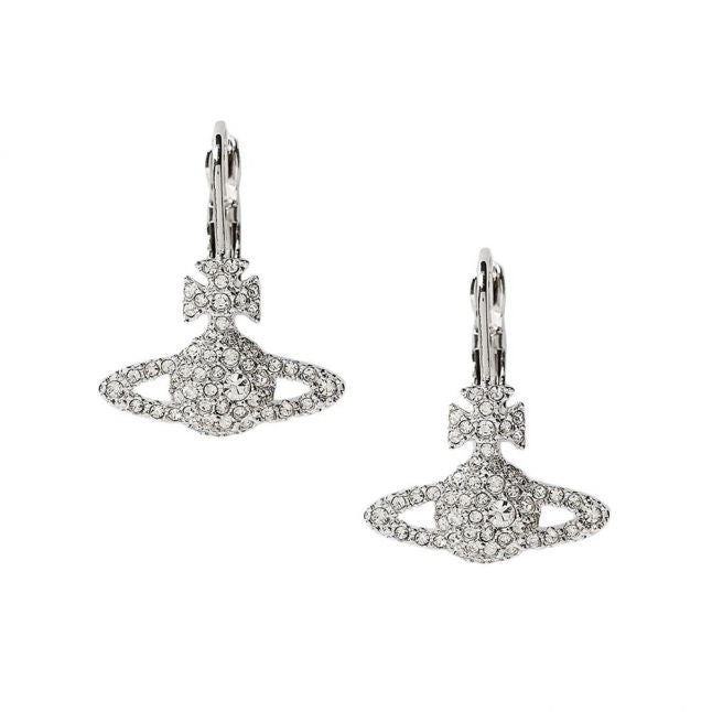 Womens Rhodium/Crystal Grace Bas Relief Earrings