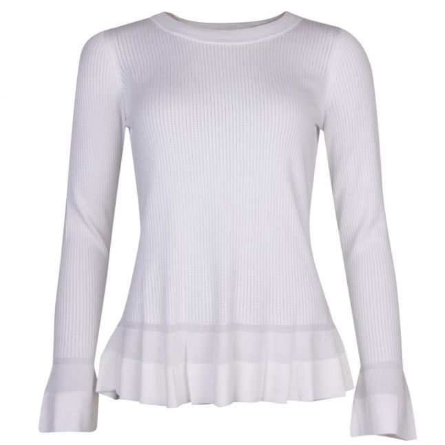 Womens White Peplum Knitted Top